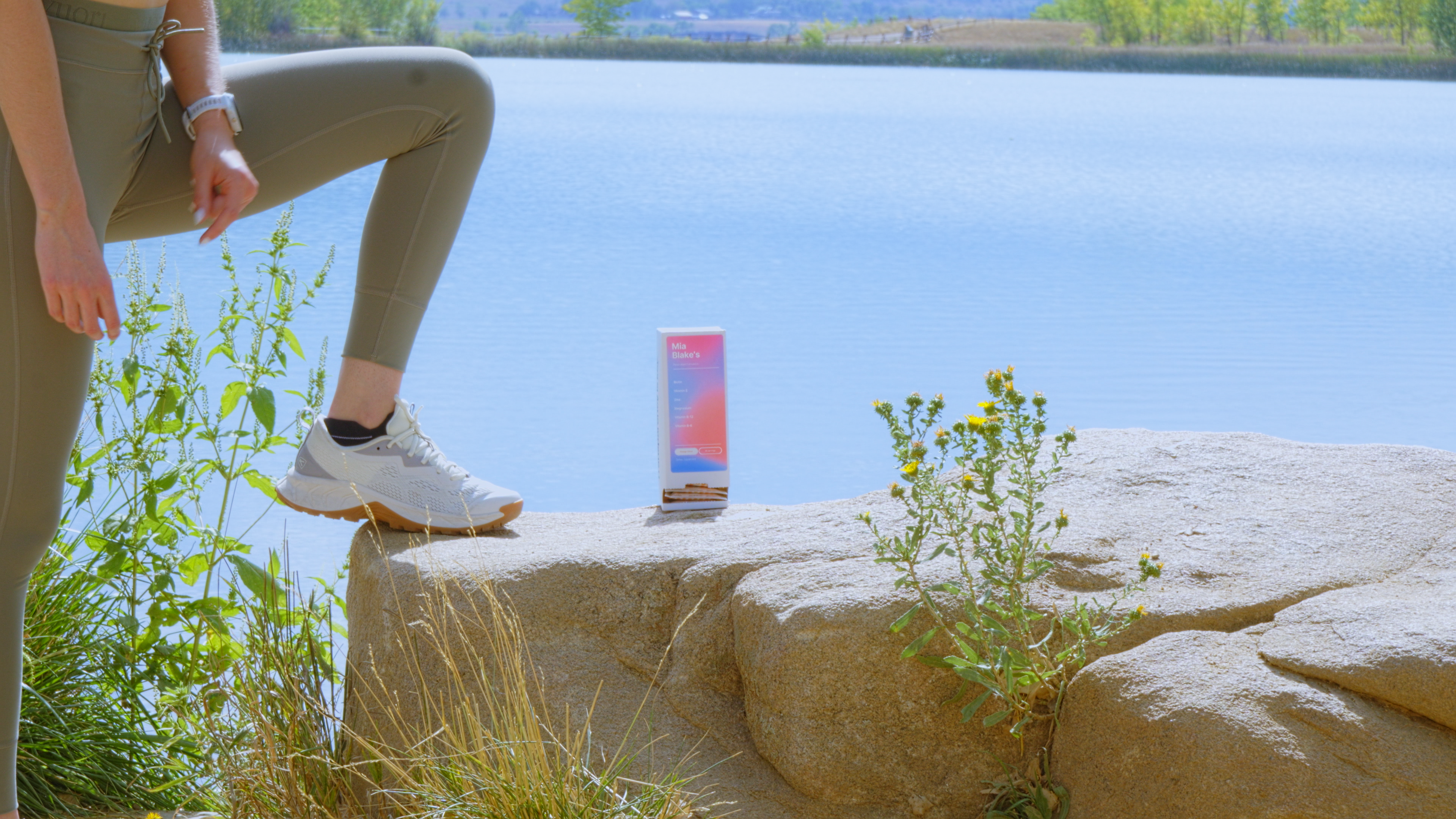Supplement container in natural setting